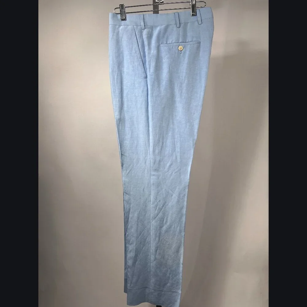NWOT RALPH LAUREN Purple Label Gregory Chambray Blue Linen/silk Pant 34 Italy